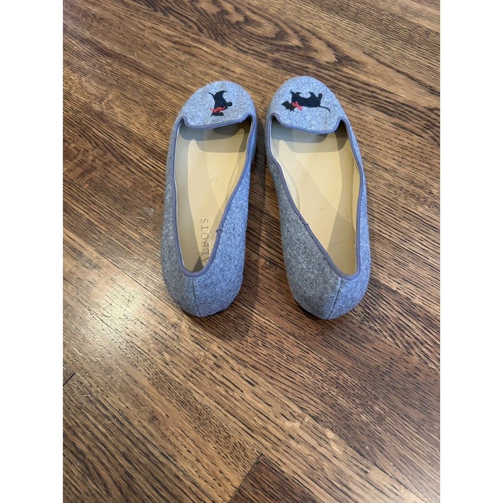 Talbots Flats Womens size 5M Gray Slip On Scottie Dog Embroidery Preppy Casual - Picture 6 of 9